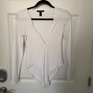 White V-neck Bodysuit
